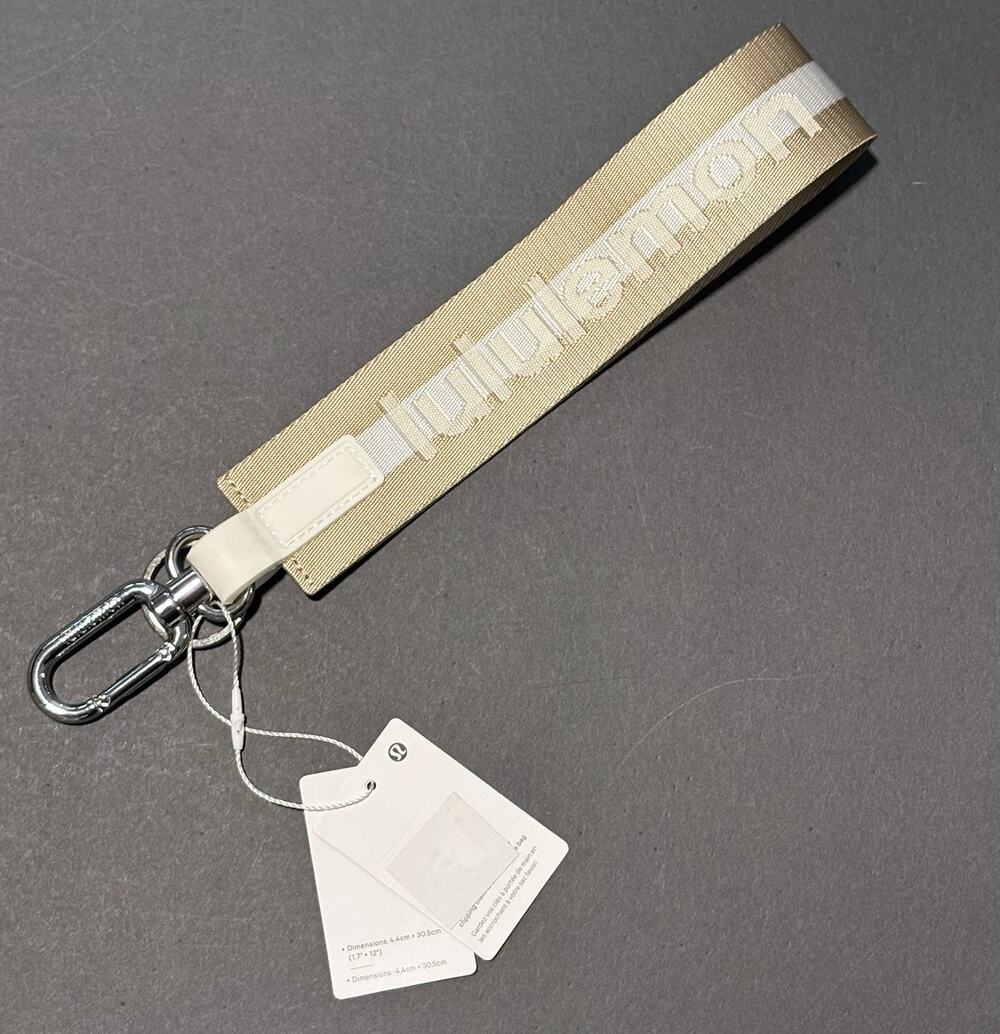 Lululemon Never Lost Key Chain Gold White Silver Hardware RETIRED DESIGN NWT